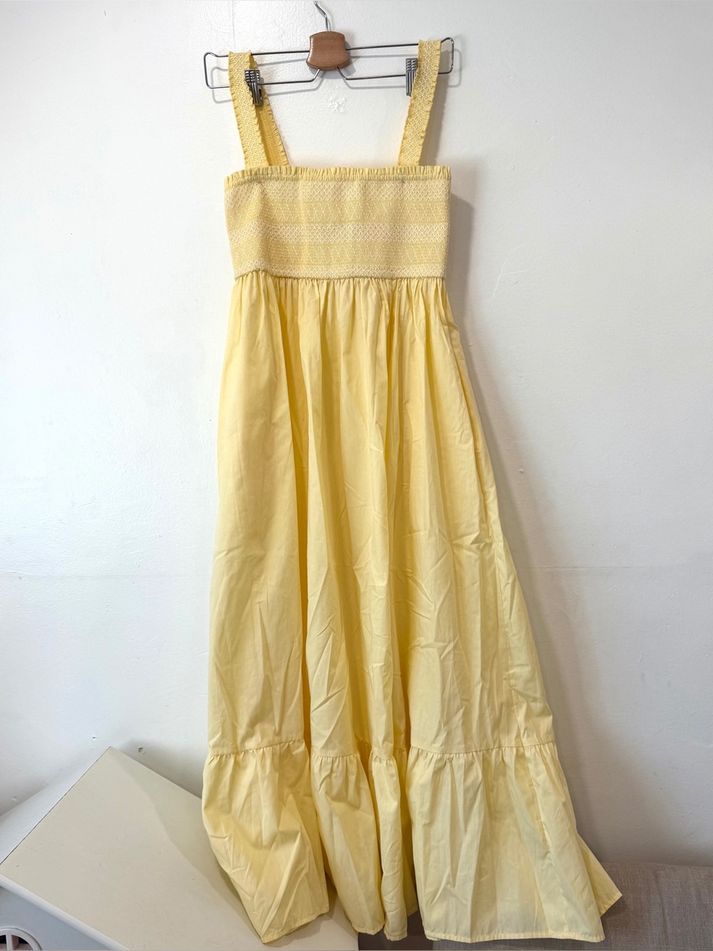 Abercrombie & Fitch Sydney Smocked Convertible Midi Dress Yellow